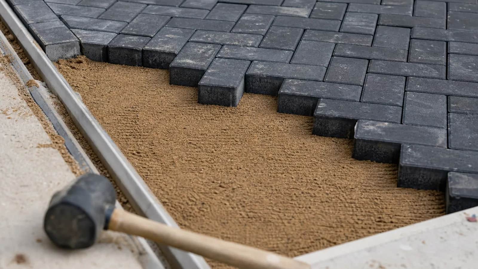 Close-up of fresh modular paver installation texture in Colorado